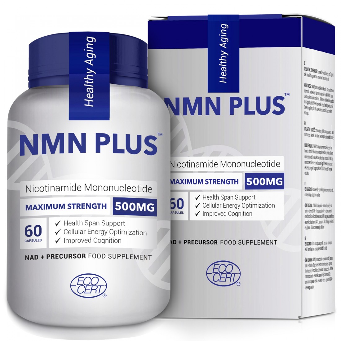 NMN PLUS Maximum Strength NMN Capsules, 500mg, NAD+ Levels , 60